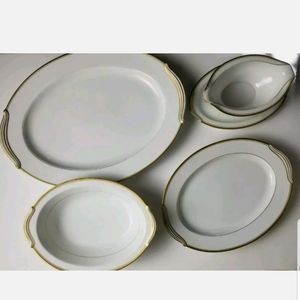Noritake GOLDART 4 pc Platter Gravy Bowl China Set